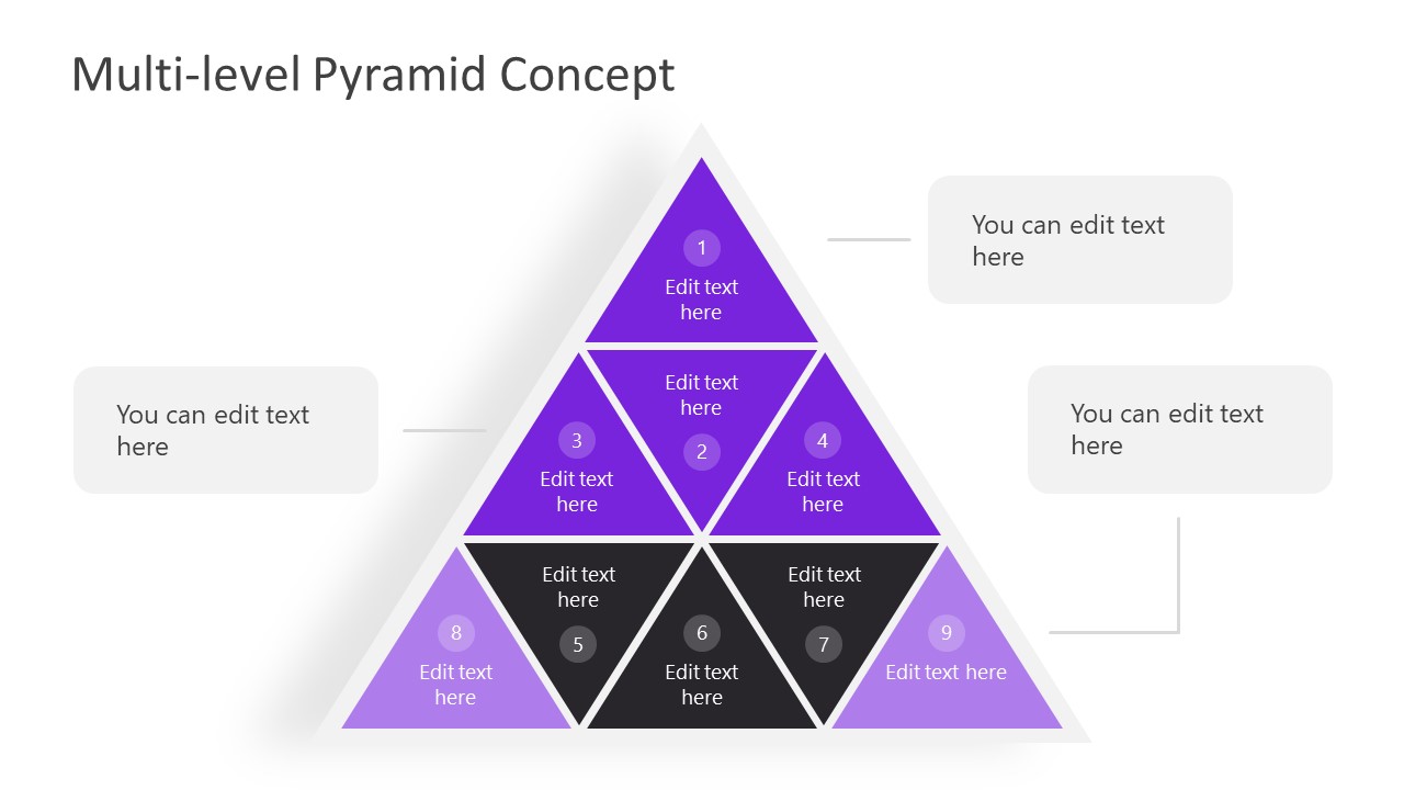 PPT Pyramid Diagram with Pinwheel 