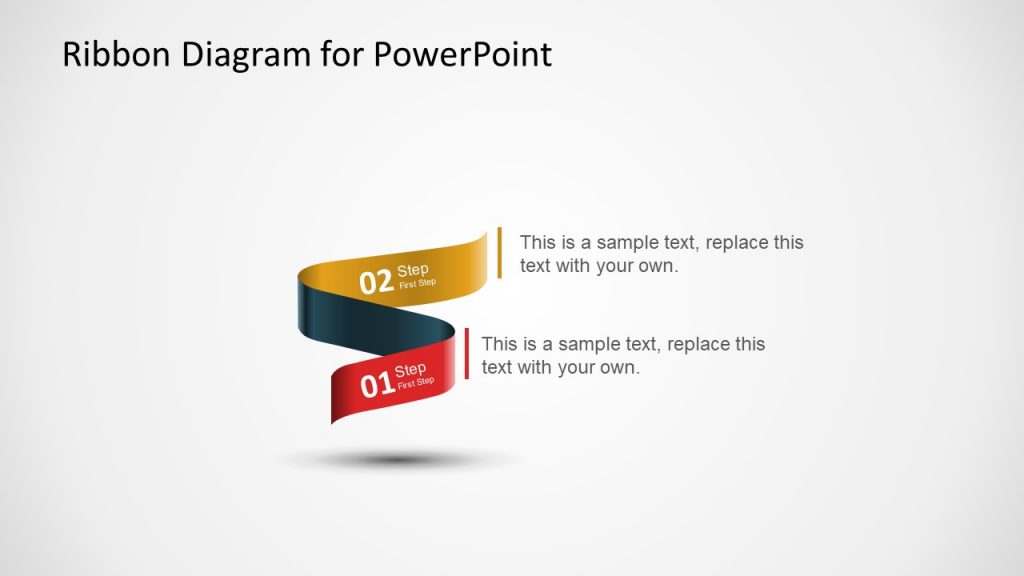 2 Step PowerPoint Diagram of Ribbons - SlideModel