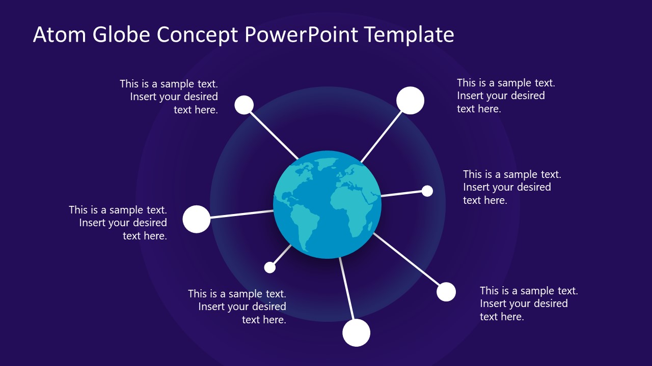 Hub Spoke PowerPoint Atom Globe Diagram 