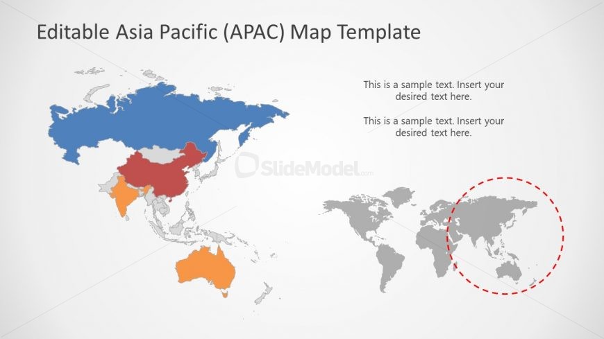 Business PowerPoint Map of Asia Pacific Template