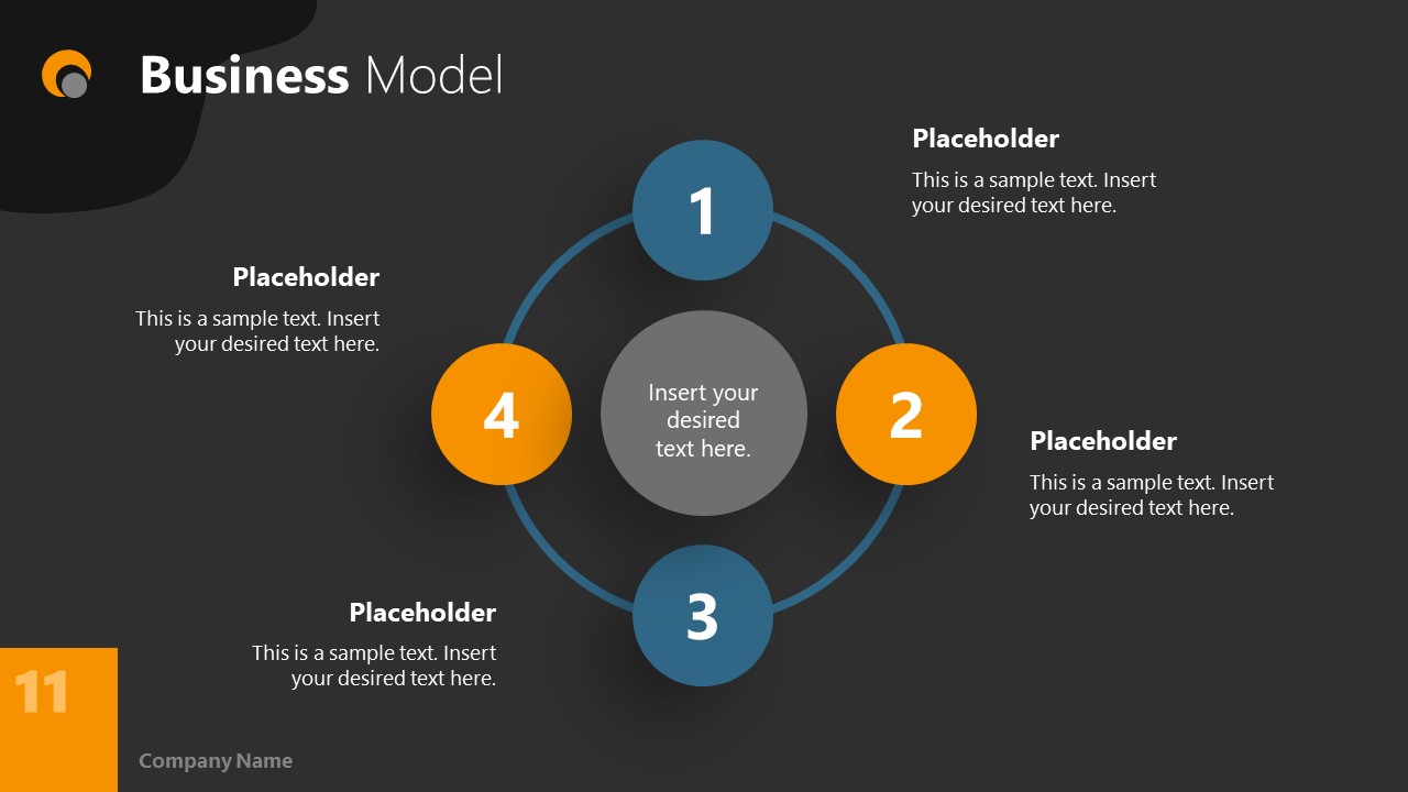 Dark PowerPoint Theme for Business Model Slide