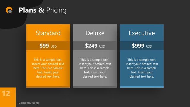 Dark Background Business PowerPoint Price Plan
