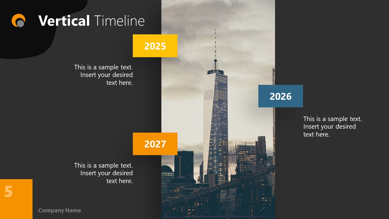 Dark PowerPoint Theme for Vertical Timeline Slide