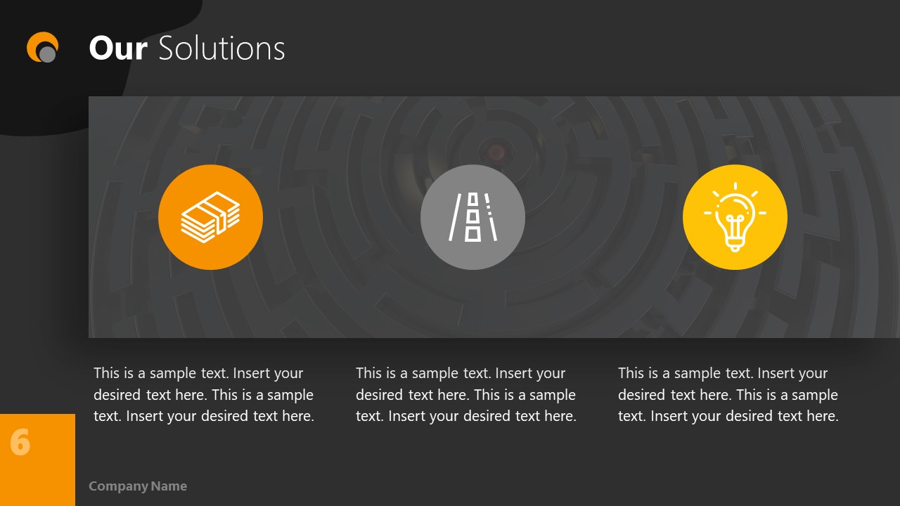Dark PowerPoint Theme for Solutions Slide