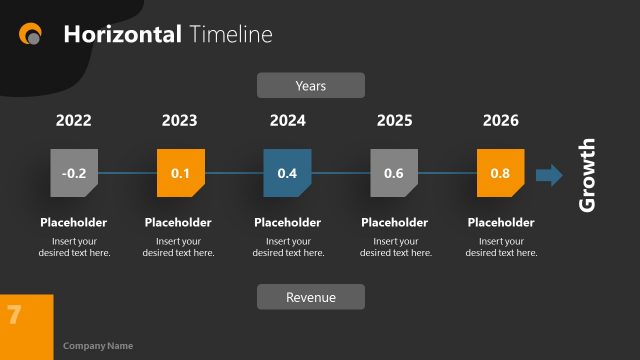 Dark Background Business PowerPoint Yearly Timeline