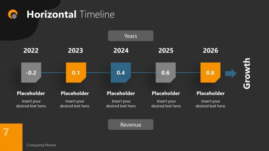 Dark PowerPoint Theme for Yearly Timeline Slide