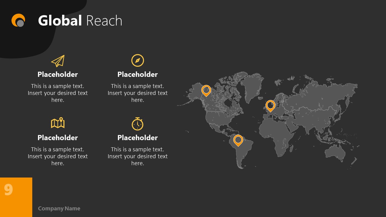 Dark PowerPoint Theme for Global Reach Slide