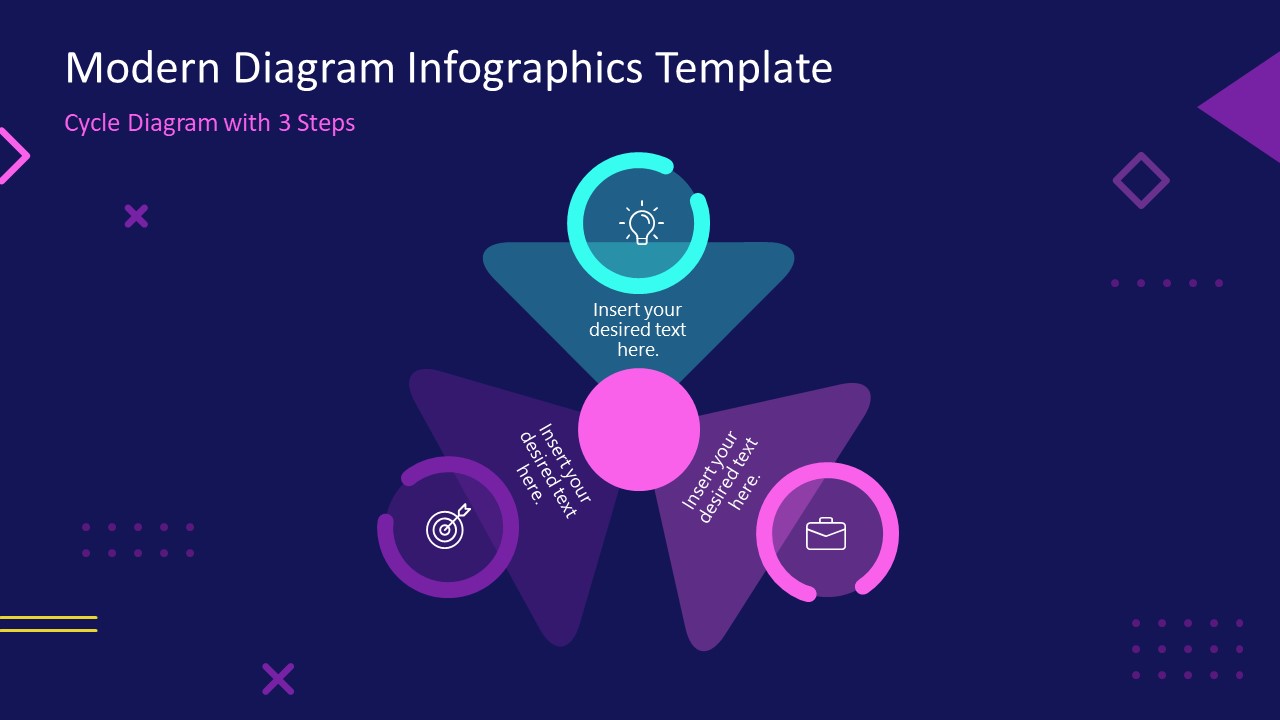 Template of Infographic 3 Steps Fan Diagram 