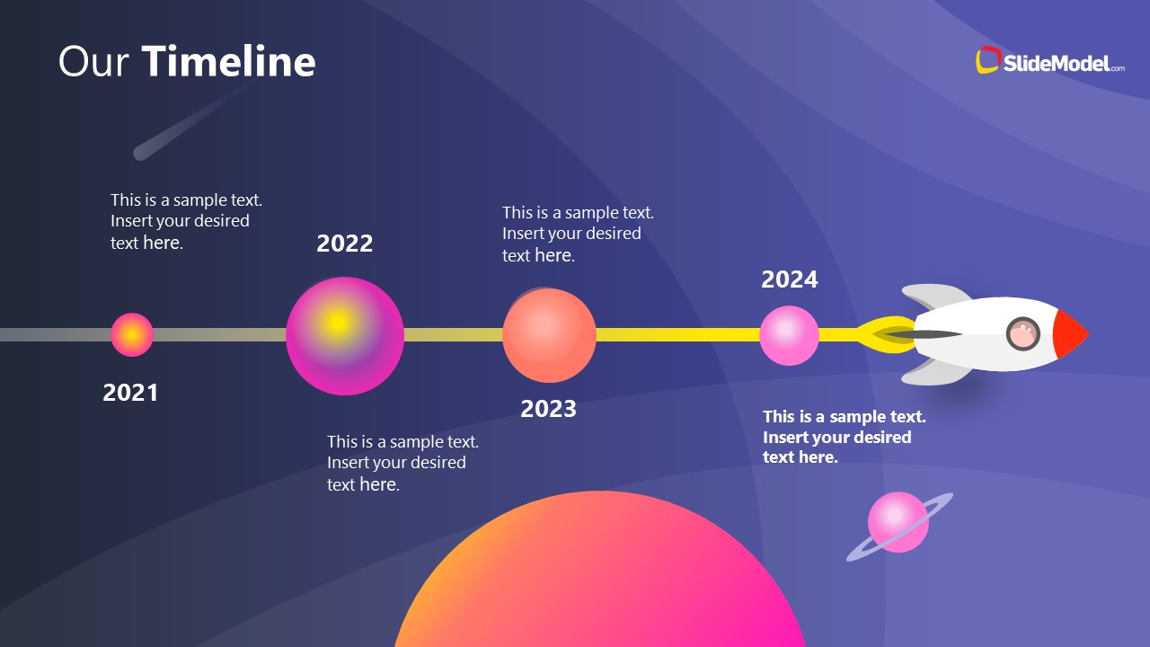 PowerPoint Theme of Outer Space Business Timeline