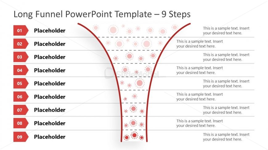 Funnel Diagram 9 Steps PowerPoint Template 