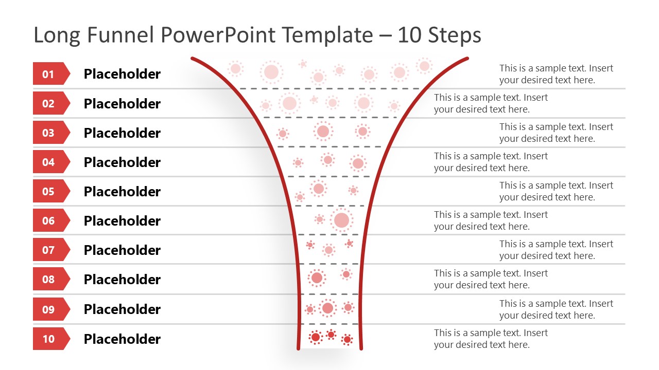 Funnel Diagram 10 Steps PowerPoint Template 