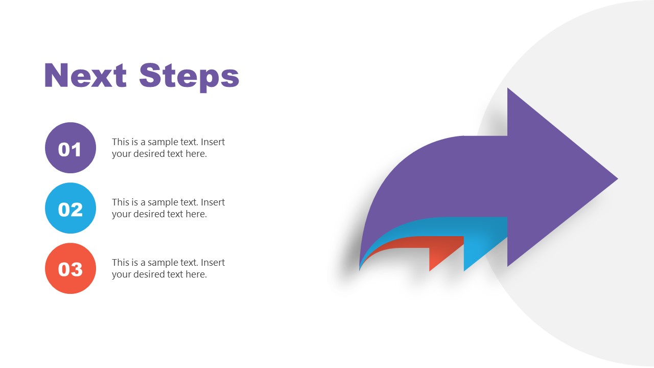 3 Steps Arrow Diagram for Next Steps