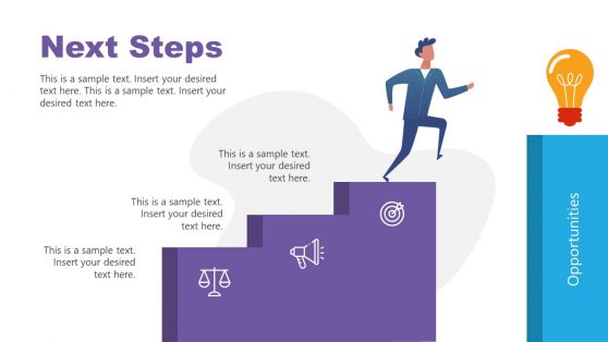 Next Steps 4 Steps Stairs PowerPoint