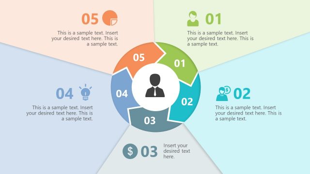 5 Steps Chevron Arrows PowerPoint