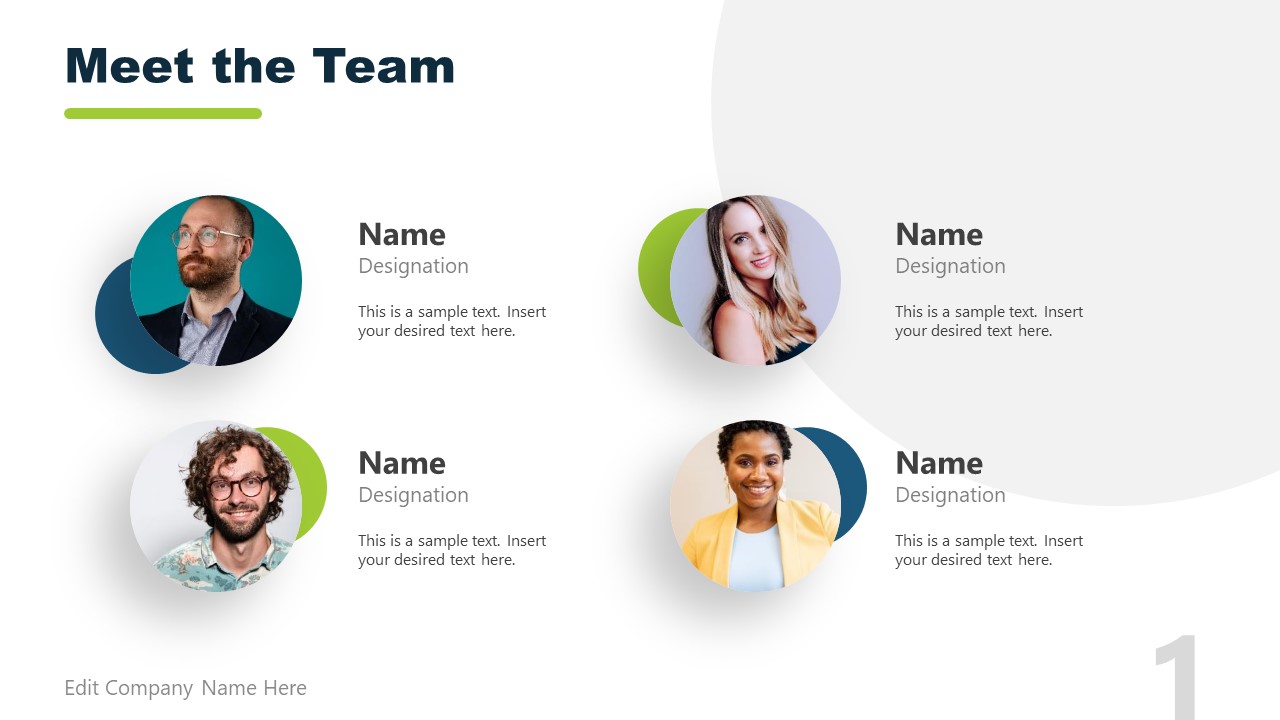 presentation team page