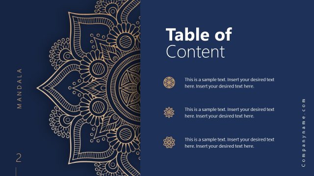 Mandala Table of Contents Slide