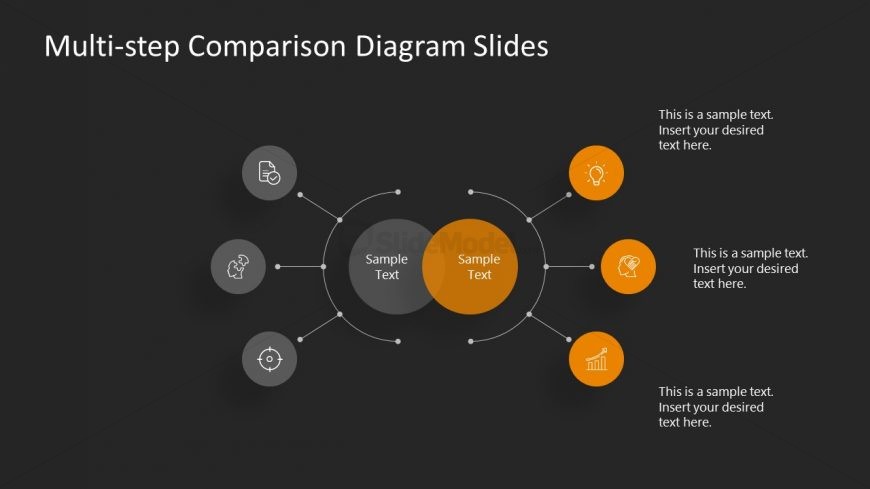 PowerPoint Template of Yellow 3 Comparison Slide