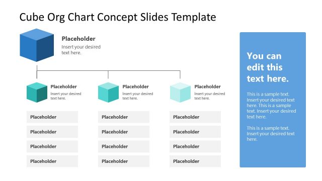 2 Level Cube Org Chart PowerPoint