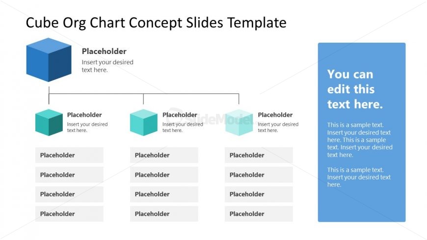 PPT Template for Org Chart Cube Shapes