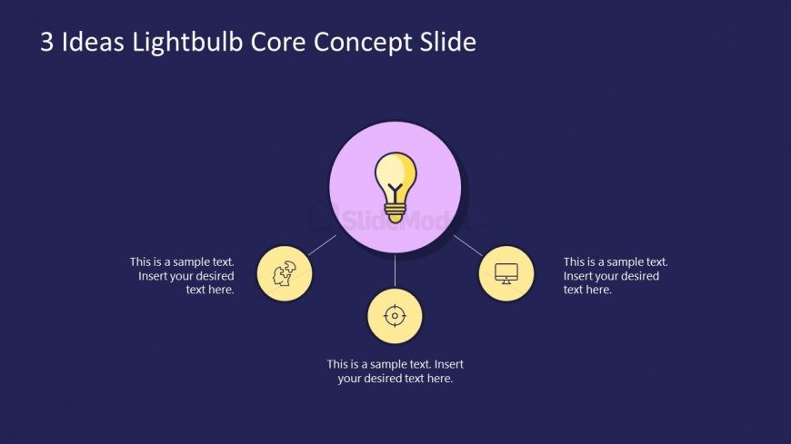 3 Steps Lightbulb Core Concept Ideas 