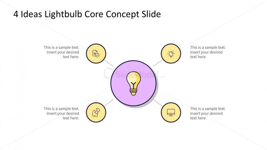 PowerPoint 4 Steps Diagram Lightbulb Ideas 