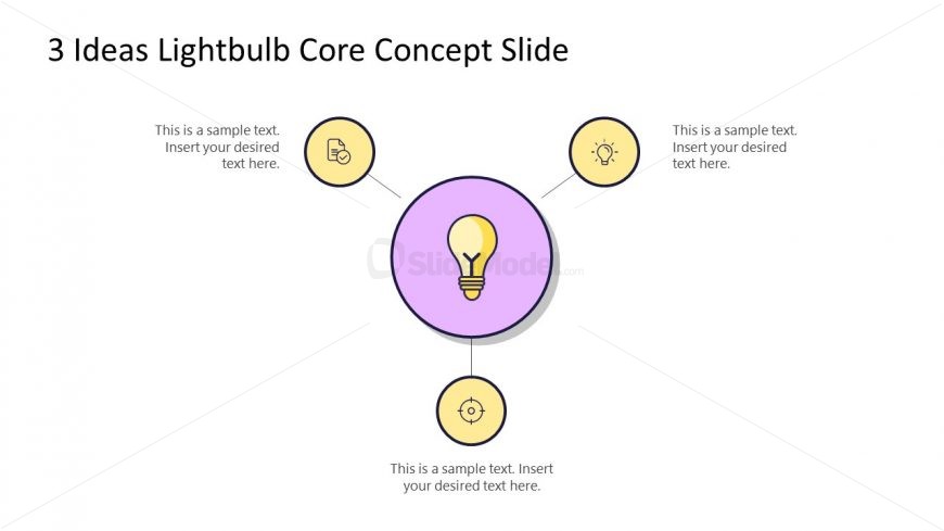 PowerPoint 3 Steps Diagram Lightbulb Ideas 
