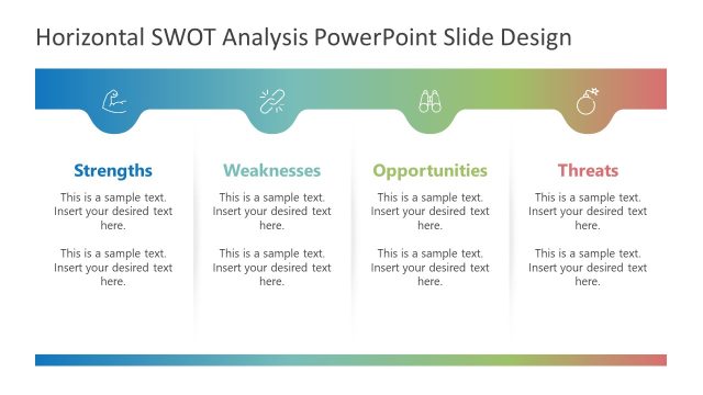 Customizable Horizontal SWOT Analysis Template