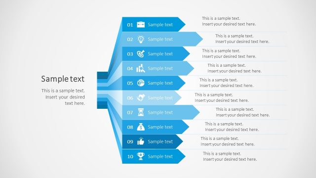 10 Steps Arrows Bars PowerPoint Diagram