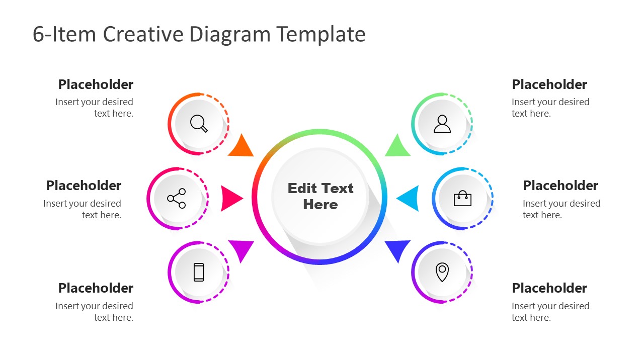 Gradient Diagram 6 Steps PowerPoint 