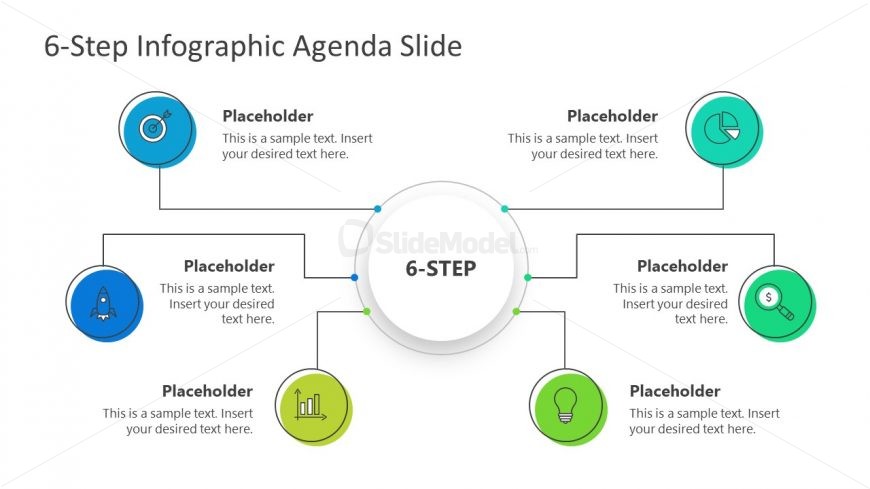 PPT Agenda Presentation 6 Steps Mind Map