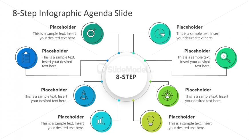 PPT Agenda Presentation 8 Steps Mind Map