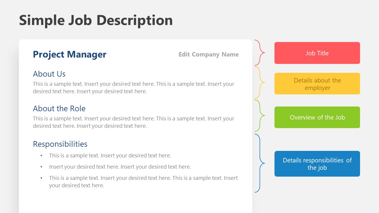 Simple Job Description PowerPoint Template SlideModel