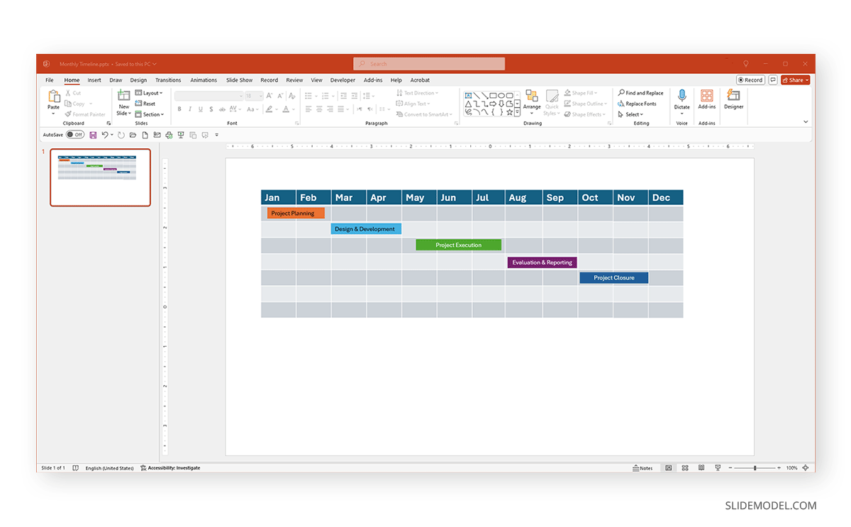 Creating a Gantt timeline in PowerPoint