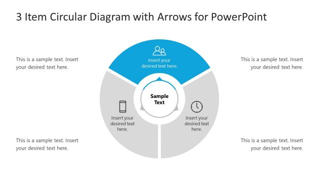 PowerPoint 3 Steps Arrow Diagram 1 Segment