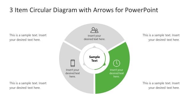 PowerPoint 3 Steps Arrow Diagram 2 Segment