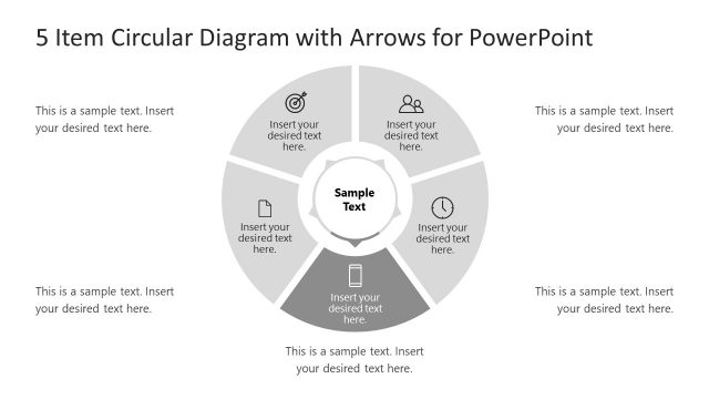 5 Steps 3 Item PowerPoint Circular Diagram