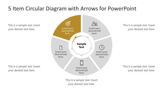 5 Steps 5 Item PowerPoint Circular Diagram