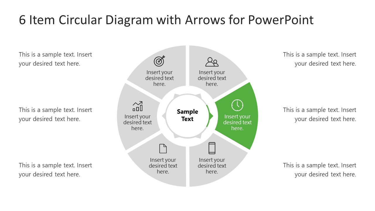 6 Steps Arrow 2 Circular PowerPoint Diagram 