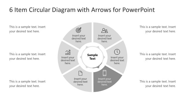 PowerPoint 6 Items Circular Diagram Arrow 3