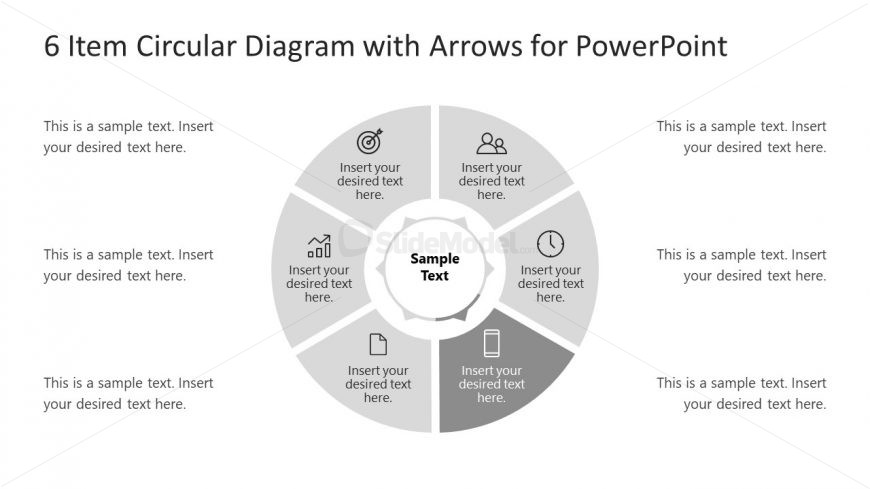 6 Steps Arrow 3 Circular PowerPoint Diagram 
