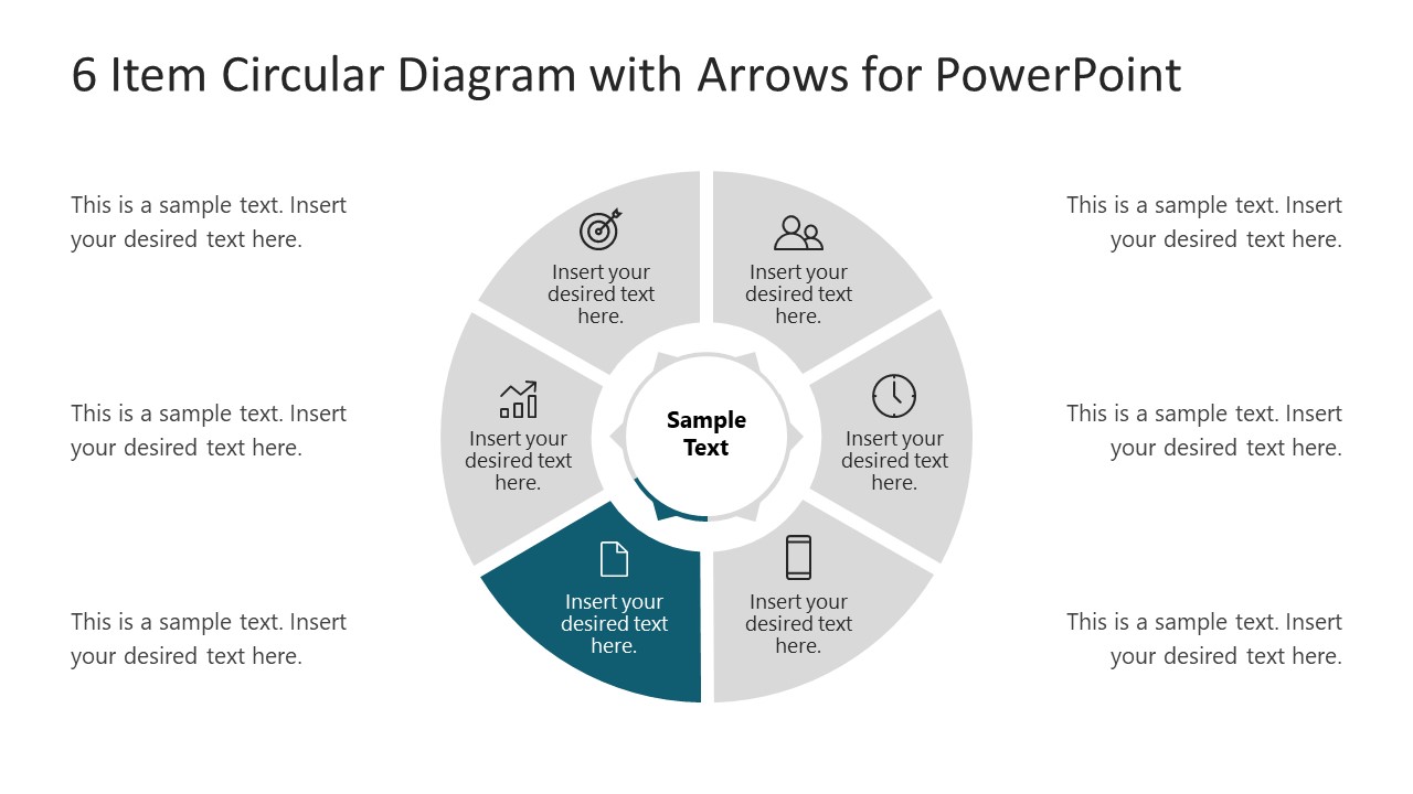 6 Steps Arrow 4 Circular PowerPoint Diagram 