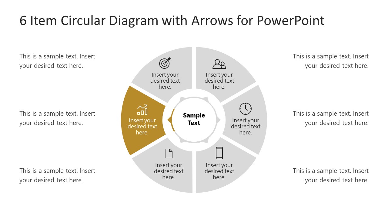 6 Steps Arrow 5 Circular PowerPoint Diagram 