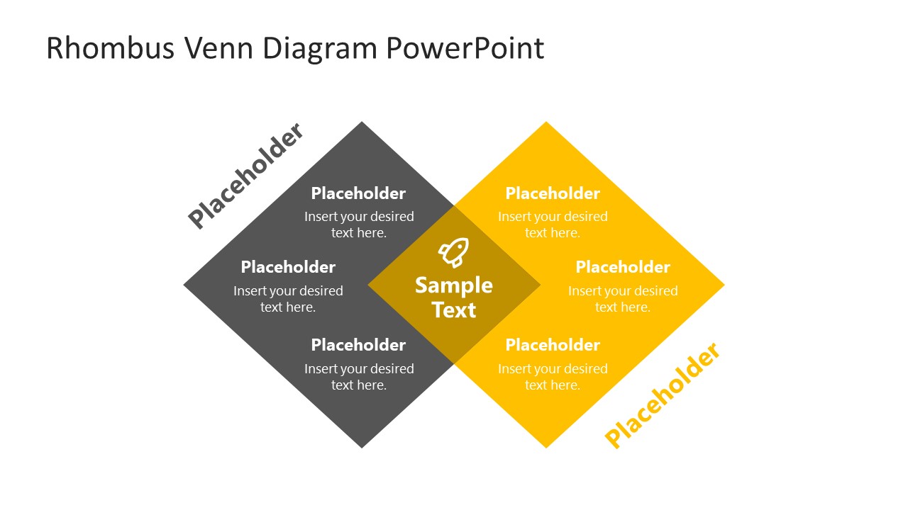 PowerPoint Venn Diagram in Rhombus Shape