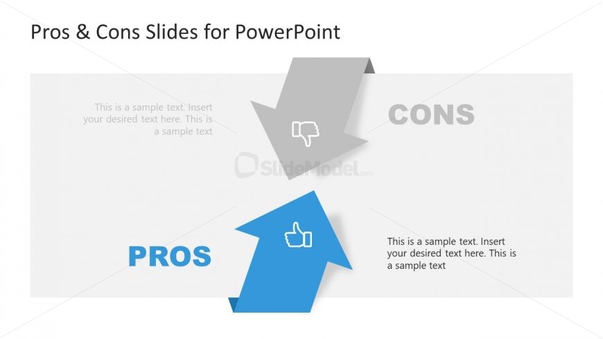 PPT Arrows Layout for Pros Versus Cons 