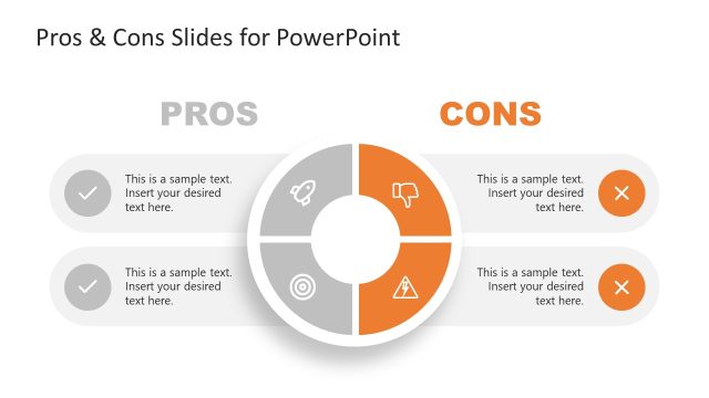 PPT Slide Template with Cons Segment Color Highlight