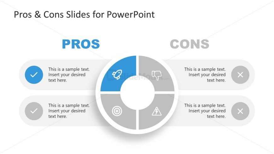 PowerPoint Slide Design for Pros & Cons Presentation