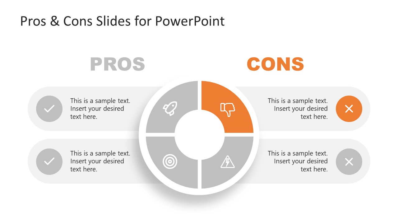 Customizable Pros and Cons Presentation Slide Template