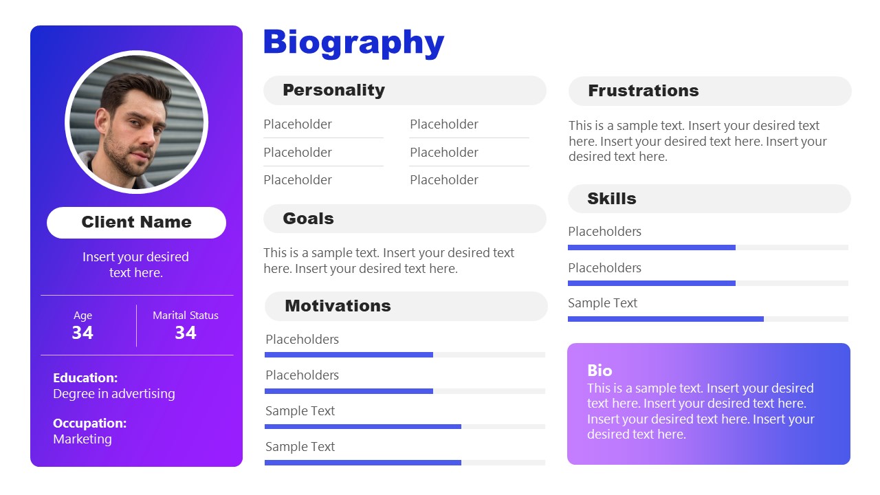 Client Sales PowerPoint Biography Template