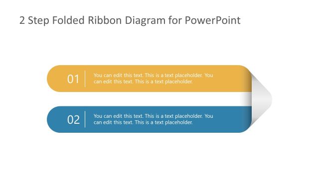 2 Steps Folded Ribbon Diagram PowerPoint