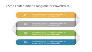 4 Steps Folded Ribbon Template Diagram 